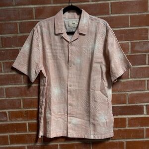Folk Short-Sleeve Button-Up Shirt — Dusty Pink with White Starburst
